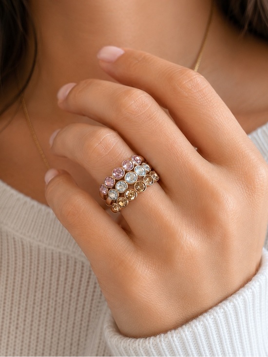 Jewelry - Pastel Crystal Stackable Ring Set Size 9